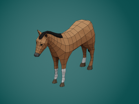 Stylized lowpoly HORSE 3D 모델