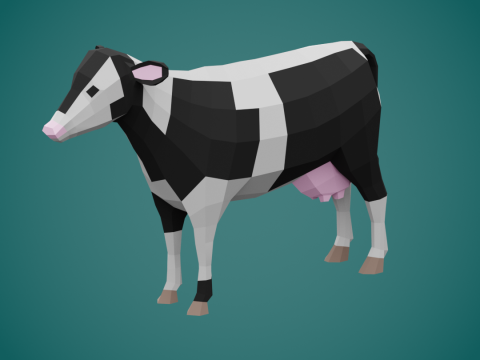 Stylized lowpoly COW 3D Модель