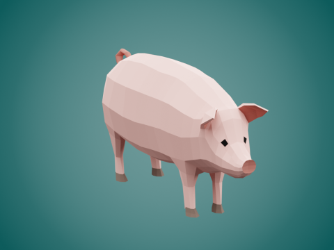 Stylized lowpoly PIG Modelo 3D