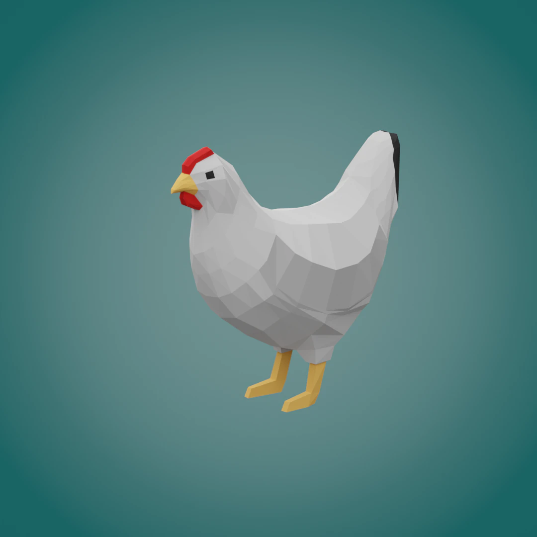 Stylized lowpoly CHICKEN 3D Model .c4d .max .obj .3ds .fbx .stl .blend