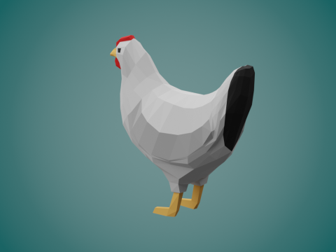 Stylized lowpoly CHICKEN Model 3D