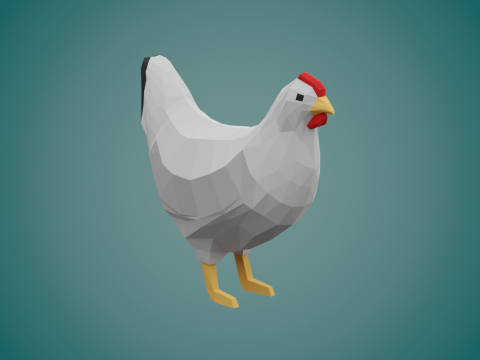 Stylized lowpoly CHICKEN Model 3D