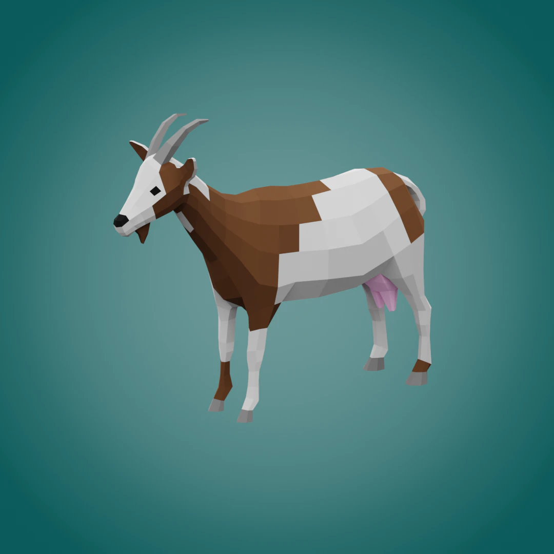 Stylized lowpoly GOAT 3D Model .c4d .max .obj .3ds .fbx .stl .blend 