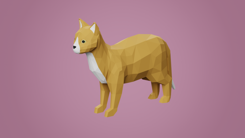 Lowpoly stylized CAT 3D Model .c4d .max .obj .3ds .fbx .stl .blend 