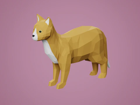 Lowpoly stylizowany kot Model 3D