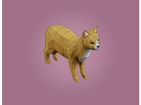 Lowpoly stylized CAT 3D Model
