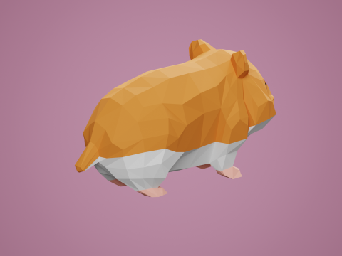 Lowpoly stylized HAMSTER 3D Model