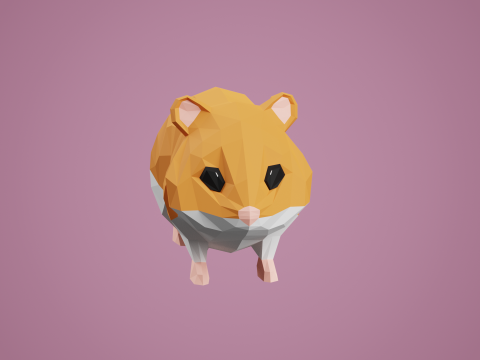Lowpoly stylized HAMSTER 3D Model