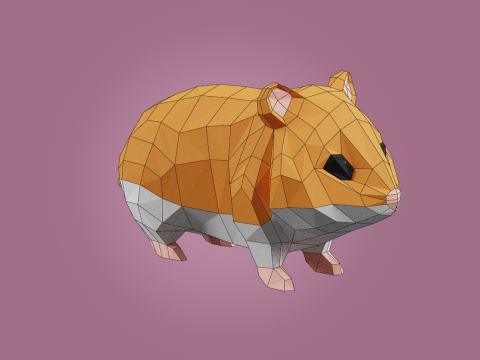 Lowpoly stylized HAMSTER 3D Model