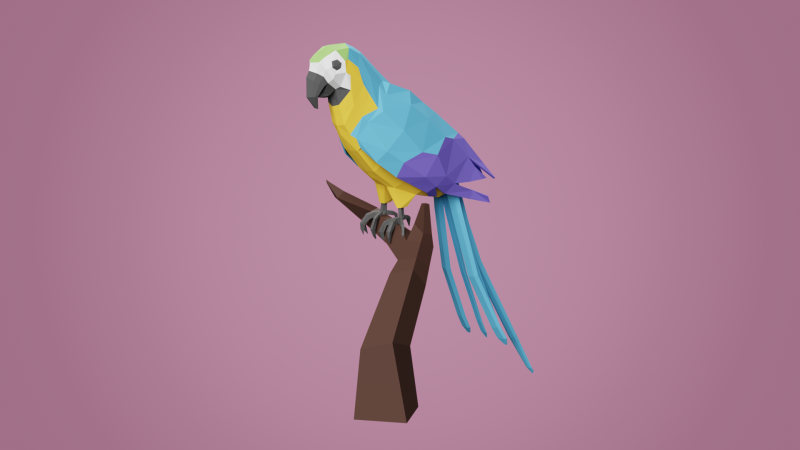 Lowpoly stylized PARROT 3D Model .c4d .max .obj .3ds .fbx .stl .blend 