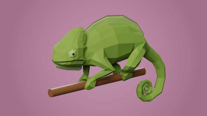 Lowpoly stylized CHAMELEON Modelo 3D .c4d .max .obj .3ds .fbx .stl .blend 
