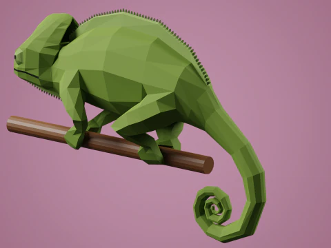 Lowpoly stylized CHAMELEON 3D Model
