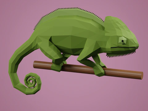 Lowpoly stylized CHAMELEON 3D Model