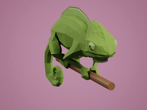 Lowpoly stylized CHAMELEON 3D Model