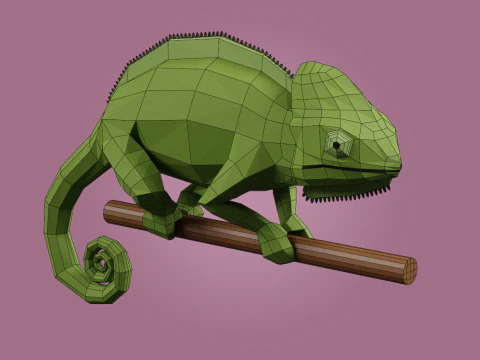 Lowpoly stylized CHAMELEON 3D Model