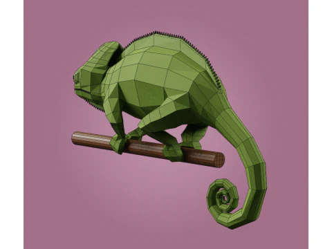 Lowpoly stylized CHAMELEON 3D Model