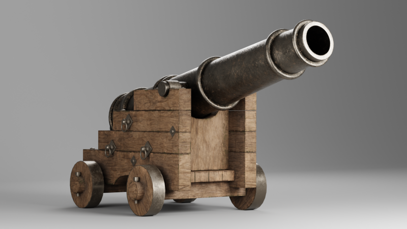 Medieval pirate cannon 3D Model .c4d .max .obj .3ds .fbx .stl .blend 