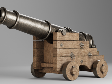 Medieval pirate cannon 3D Model