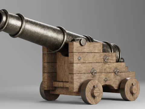 Medieval pirate cannon 3D Model