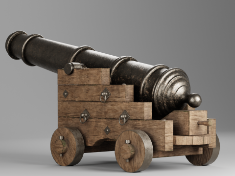 Medieval pirate cannon 3D Model