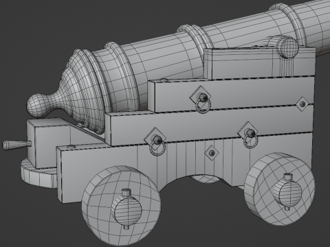 Medieval pirate cannon 3D Model