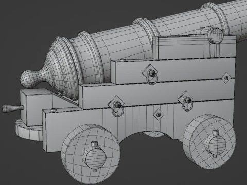 Medieval pirate cannon 3D Model