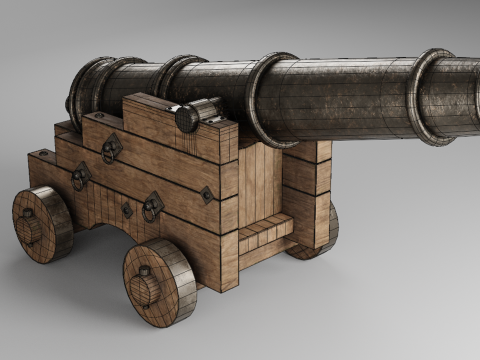 Medieval pirate cannon 3D Model