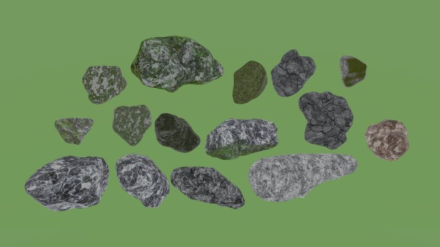 Collection of 15 stones with 4k textures Modelo 3D .c4d .max .obj .3ds .fbx .stl .blend 