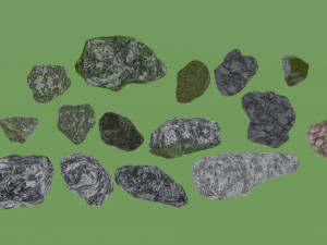 Collection of 15 stones with 4k textures 3D Model