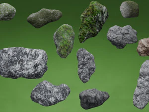 Collection of 15 stones with 4k textures 3D Model