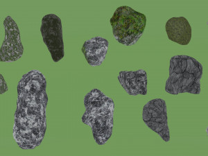 Collection of 15 stones with 4k textures Modelo 3D