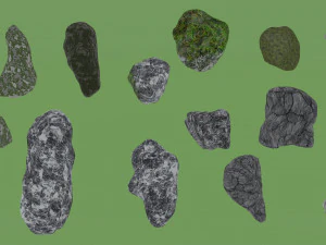 Collection of 15 stones with 4k textures 3D Model