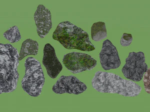 Collection of 15 stones with 4k textures 3D Model