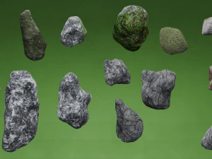 Collection of 15 stones with 4k textures 3D Model