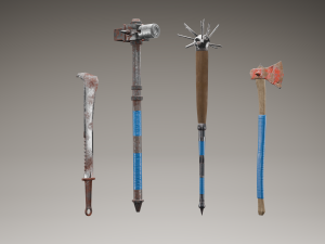 Collection of 4 models of cold weapons in post apocalypse style Modello 3D