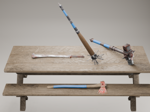 Collection of 4 models of cold weapons in post apocalypse style Modello 3D