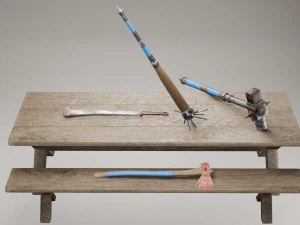 Collection of 4 models of cold weapons in post apocalypse style 3D Model