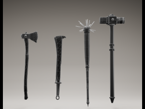 Collection of 4 models of cold weapons in post apocalypse style Modello 3D