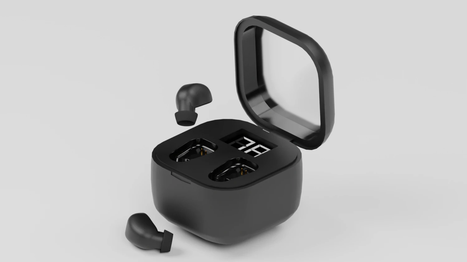 Wireless headphones and case 3D Model .c4d .max .obj .3ds .fbx .stl .blend
