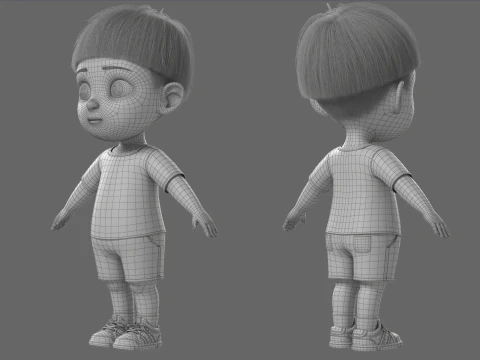Cartoon Boy Rigged 3D Model