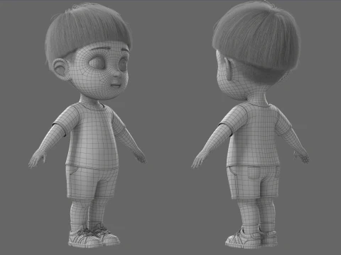 Cartoon Boy Rigged 3D Model