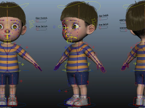 Cartoon Boy Rigged 3D Model
