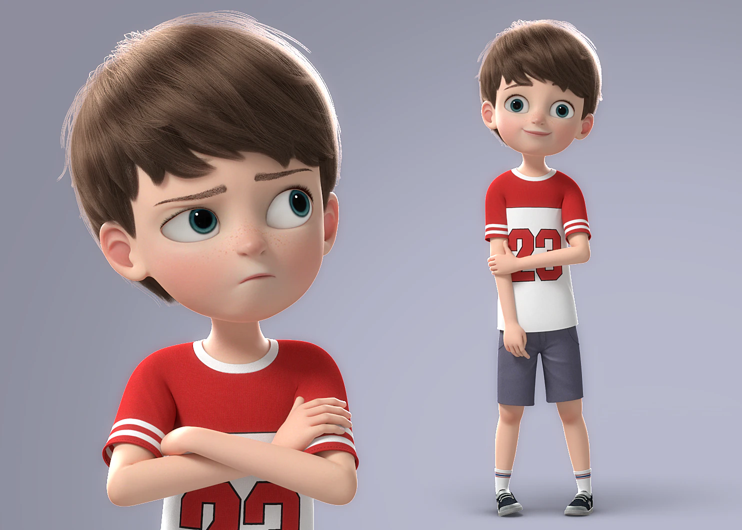 Cartoon Boy Rigged 3D Model .c4d .max .obj .3ds .fbx .stl .blend