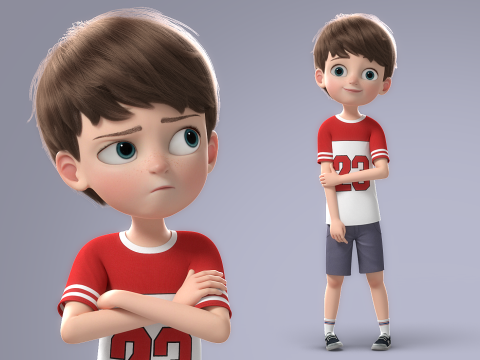 Cartoon Boy Rigged 3D Model