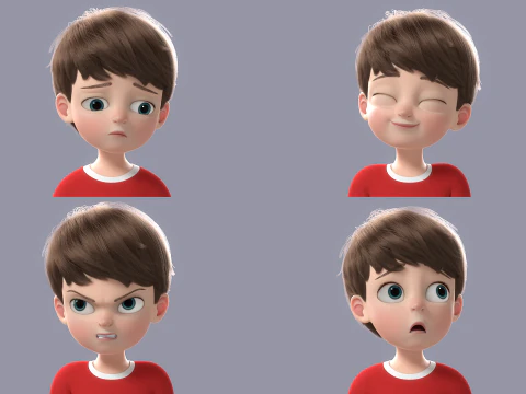 Cartoon Boy Rigged 3D Model