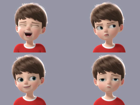 Cartoon Boy Rigged 3D Model