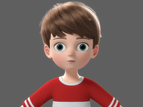 Cartoon Boy Rigged 3D Model