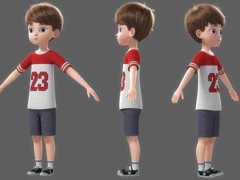 Cartoon Boy Rigged 3D Model