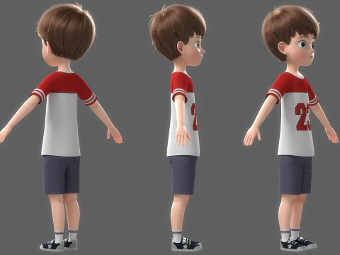 Cartoon Boy Rigged 3D Model
