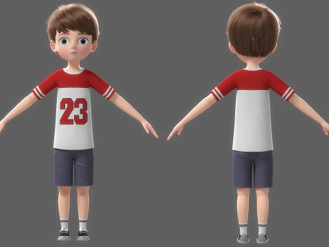 Cartoon Boy Rigged 3D Model